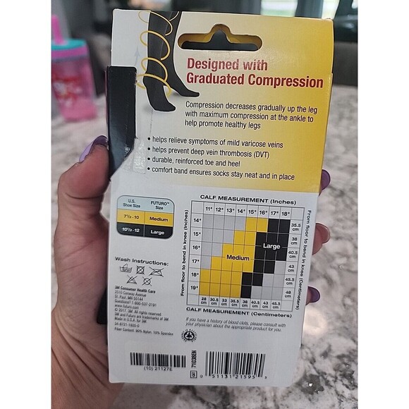 FUTURO Dress Socks For Men Firm Compression Medium Black 1 Pair - Picture 2 of 2